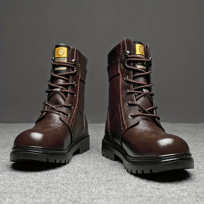 Men's Service Boots Inspired Boots, Casual Lace-up Walking Shoes With Or Without Fuzzy Lining