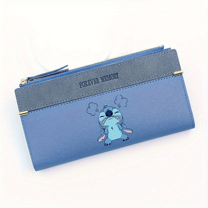 1pc Cute Anime Stitch Theme Wallet, Coin Card Holder, Long Wallet With Zipper For Men And Women