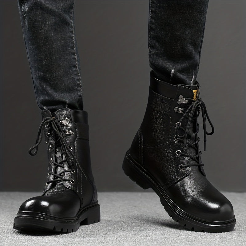 Men's Service Boots Inspired Boots, Casual Lace-up Walking Shoes With Or Without Fuzzy Lining