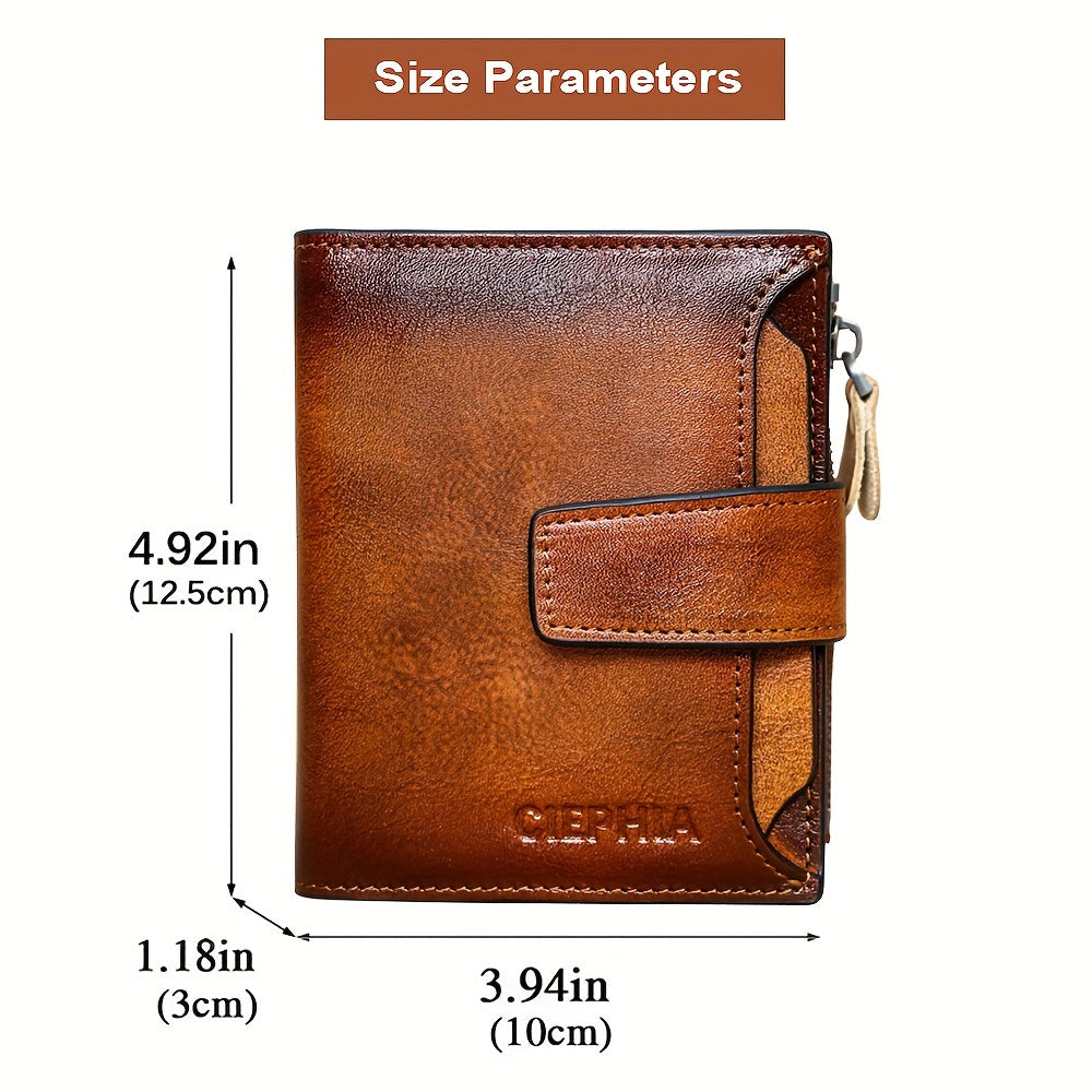 1pc Vintage Wallet (12.5cm X 10.01cm X 3.0cm), Vintage RFID Protection, Multifunctional With 18 Card Slots