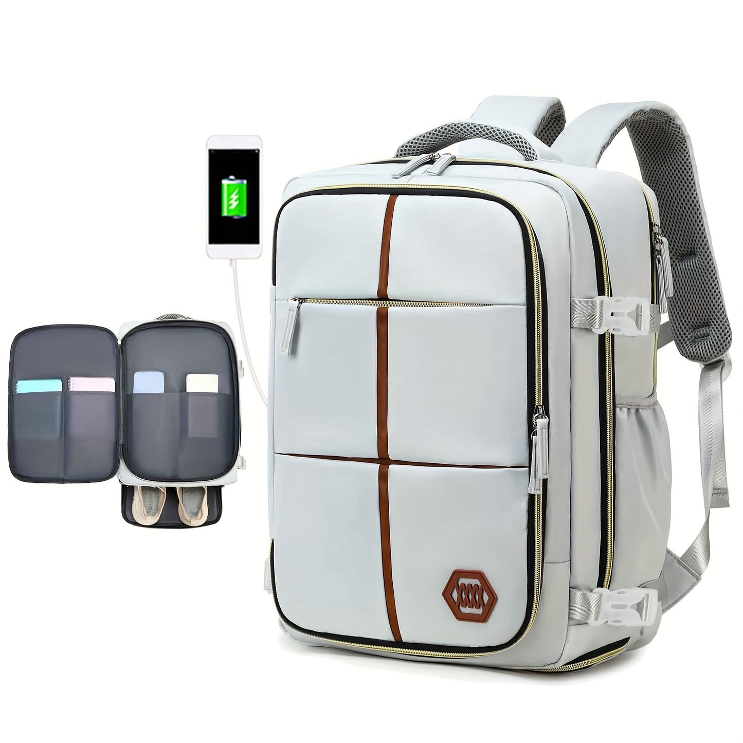 Waterproof Laptop Backpack - Airline Approved Carry-On with Zipper Closure and Durable Polyester Material - Perfect for Travel and Business Trips