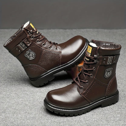 Men's Service Boots Inspired Boots, Casual Lace-up Walking Shoes With Or Without Fuzzy Lining