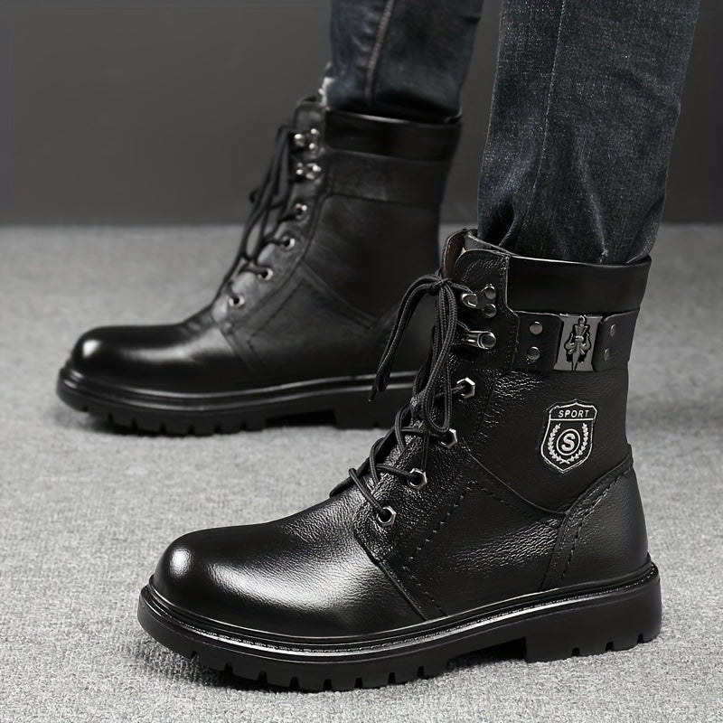 Men's Service Boots Inspired Boots, Casual Lace-up Walking Shoes With Or Without Fuzzy Lining