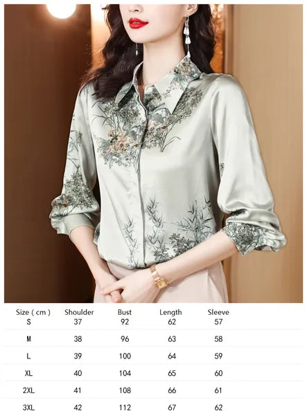 Vintage Butterfly Printed Runway Silk Blouses Women  Fashion Designer Striped Shirts Slim Business Office Ladies Button Spring Summer Long Sleeve Tops