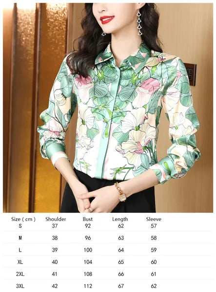 Vintage Butterfly Printed Runway Silk Blouses Women  Fashion Designer Striped Shirts Slim Business Office Ladies Button Spring Summer Long Sleeve Tops