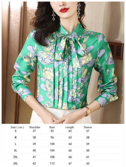 Vintage Butterfly Printed Runway Silk Blouses Women  Fashion Designer Striped Shirts Slim Business Office Ladies Button Spring Summer Long Sleeve Tops