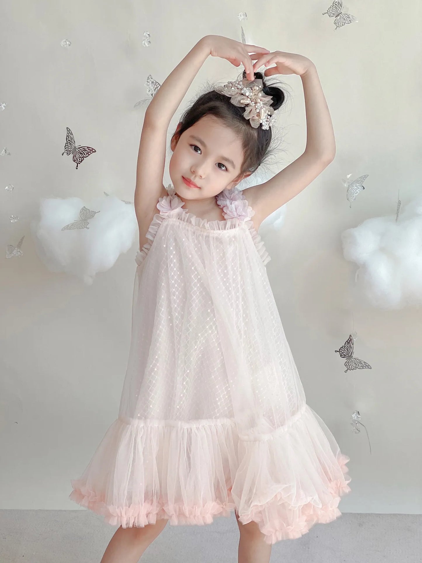 Summer Kids Girls Princess Dresses Baby Girl Wedding party Tutu Dress cute Children Sequined Lace clothing