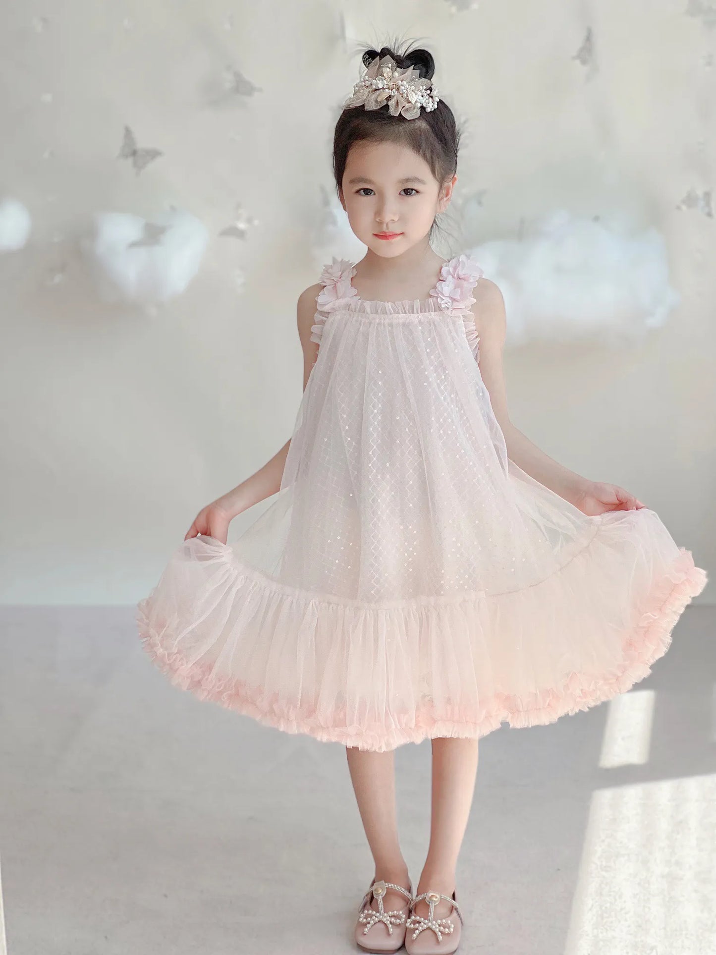 Summer Kids Girls Princess Dresses Baby Girl Wedding party Tutu Dress cute Children Sequined Lace clothing