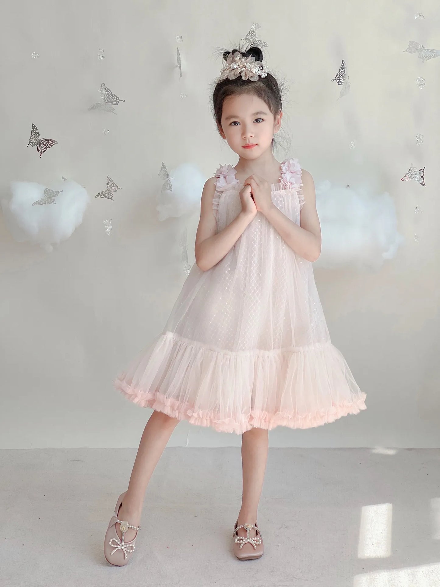 Summer Kids Girls Princess Dresses Baby Girl Wedding party Tutu Dress cute Children Sequined Lace clothing